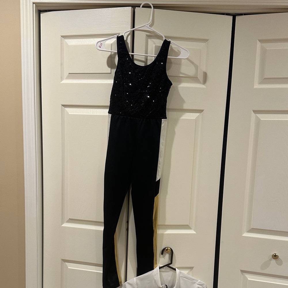 Black Sequin Jumpsuit with jacket hip hop